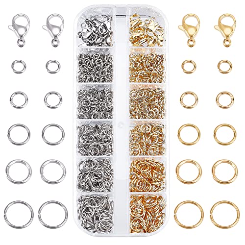 PH PandaHall 720Pcs 304 Stainless Steel Jump Rings with 4mm 20 Pcs Lobster Claw Clasps, 5/6/7/8mm...