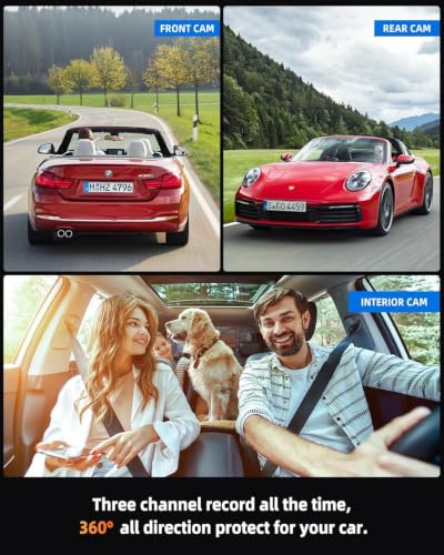 Image of AUTO SNAP 2K Front + 1080P Rear and Interior Dash Cam 780P Cabin Camera 10 IPS Touch Screen Night Vision 170 Wide Angle Loop Recording Camera G-Sensor Parking Monitor Mirror Display Car DVR