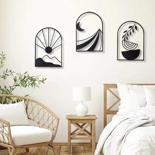 OYEFLY 3-PCS Boho Black Metal Wall Decor - 50% Off