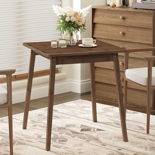 HOOBRO Bamboo Dining Table, Square Dining Table for 2, 27.6' Kitchen Table for Small Space, Writing Table, Easy to Assemble, for Dining Room, Living Room, Office, Kitchen, Apartment, Brown BR70CZ01G1