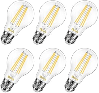 Eslas E27 Screw Bulb, Vintage Light Bulbs, 3000K Warm White, 8W 880Lm, 80W Equivalent, A60 LED Edison Screw Light Bulb, Energy Saving Light Bulbs, Clear Filament Bulb, Not-Dimmable, 6 Pack