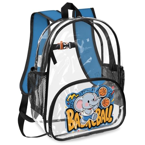 Personalized-Clear-Backpack with Water Bottle, Custom Transparent Bookbag with Name Text, Customized Cute See Through Bag,Cartoon 11,M2