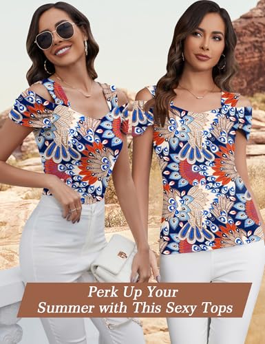 Image of Blingfit Women Blouses Dressy Casual Summer Tops 2025 Off The Shoulder Tops for Women Plus v Neck pop Concert Sexy Tops NBCF M