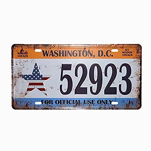 Placa de matrícula de coche, de la marca Eureya; para hogar, cafetería, bar, pub, restaurante, exhibición; decoración de pared vintage (15 x 30 cm), metal, Washington,d.c.52923, 15,24 cm x 30,48 cm