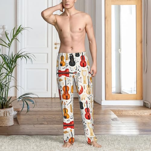 VOSERY Mens Pajama Pants - Fashion Vintage Cello 1 Print Pjs Sleep Bottoms for Mens Lounge Pants with Pockets3