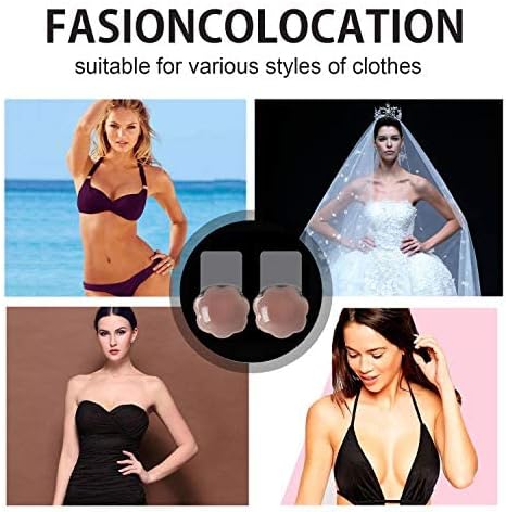 Miniatura 3 de Cubiertas sin pezones de silicona para mujer, pezón, pezón, pétalos de pasta, reutilizable, adhesivo invisible, sin espalda, sin tirantes, para