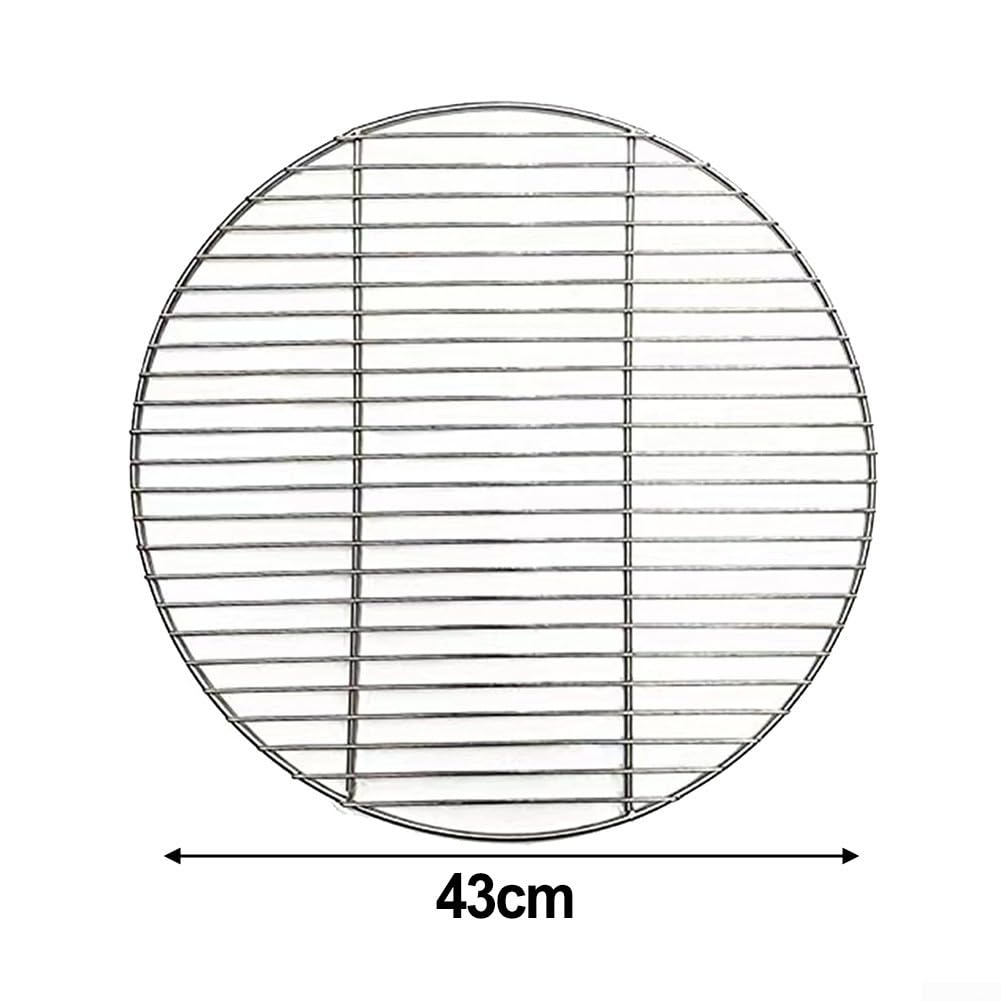 Rundes Grillrost aus Edelstahl, 43 cm, Kochgitter-Tablett für Nic & Barbecue, Küchenzubehör, perfekt zum Grillen im Freien