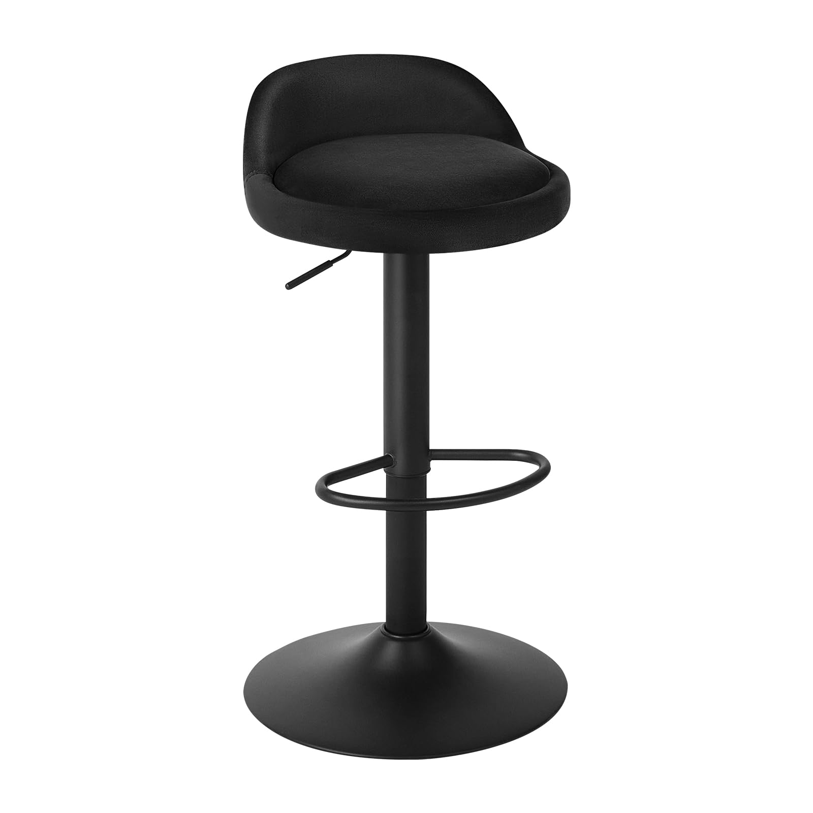 EUGAD Sgabelli da Cucina in Velluto con Poggiapiedi Sgabelli da Bar Moderni per Bancone Penisola Sedie Alte Girevoli Altezza Seduta Regolabile 62-84cm, Nero 2 Pezzi 0824BY-2
