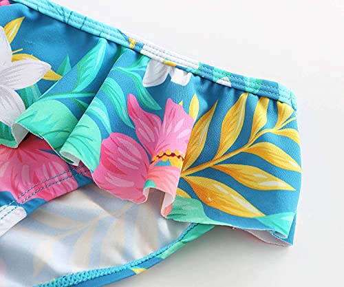 Image of Girls Two Piece Tankini Swimsuit Hawaiian Ruffle Swimwear Bathing Suit Set