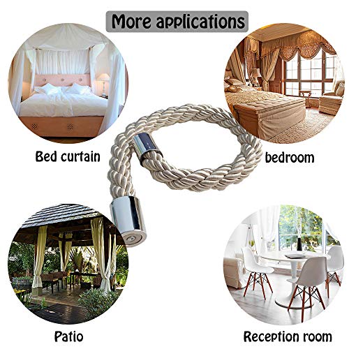 CAWANFLY Magnetic Curtain Tiebacks Decorative Window Drapery Holdbacks, 2 Pack Window Drape Weave Tie Back Holders for Blackout Sheer Window Treatment (Beige, 20Inch) - Image 7