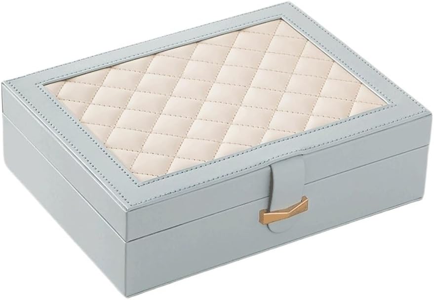 Large Capacity Portable Jewelry Storage Box Rings Earrings Handheld with Lock(D)