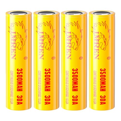 BWIETE 4 Packs Flat Top IMREN 3500mAh 30A 18650 Rechargeable Battery for Flashlights