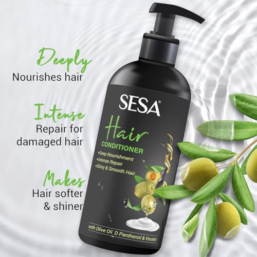 Image of Sesa Anti Hairfall Shampoo and Conditioner Combo Hairfall Control Anti Dandruff Shampoo Infused with 17 Ayurvedic Herbs Smooth & Shiny Hair For Men & Women 500 ml + 300ml
