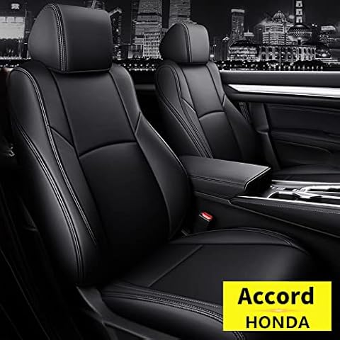 AOMSAZTO Custom Fit for Honda 2018 2019 2020 2021 Accord Faux Leather Car Seat Covers Full Set Compatible Airbag Accord Seat Protector Black (2018-2021 Rear seat with 60/40 Split) Cover