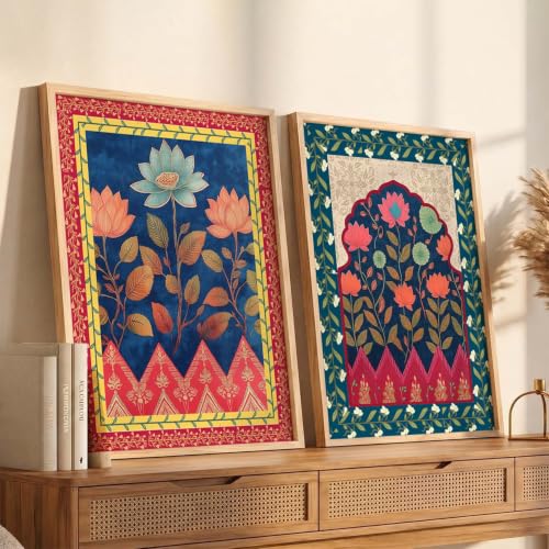 Image of Kotart Indian Art Traditional Floral Paintings for Living Room | Framed Wall Painting for Home Room Bedroom Office Wall Decor | Paintings Home Decoration | Poster With frames | Painting Decoration (Art 9, (35x37 Inch), Framed)