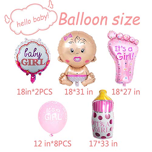 13Pcs Baby Shower Decorations For Girl, It's A Girl Balloon, It's A Girl Foil Latex Balloon Set Large Baby Bottle Feet Balloon Baby Shower Birthday Helium Balloons Party Decoration Supplies #TOP1