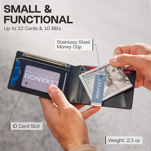 Image of Ronyxet Slim Wallet for Men with AirTag Pocket - RFID Blocking Money Clip Mens Wallet, Minimalist Credit Card Holder, Front Pocket Bifold - Gift Box Included