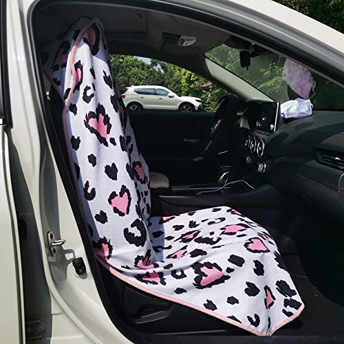 Image of Car Seat Cover Protector Front Seats,for Gym Workout,Running,Swimming,Beach and Hiking,Waterproof Sweat Towel Bucket Seat Covers for Cars SUV Trucks (Leopard Print, 1Pcs)