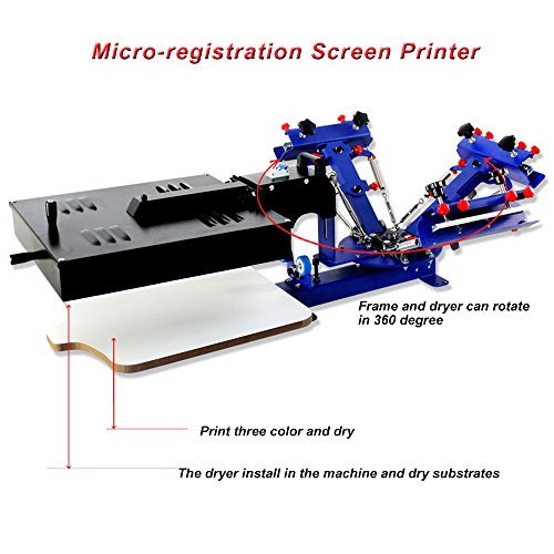 TECHTONGDA 3 Color 1 Station Desktop with Dryer Single Color Screen Press DIY Equipment