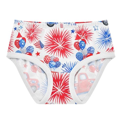 Vintage Red Truck 4th of July Girl Panties Cute Toddlers Underwear Floral Cotton Aesthetic Briefs Undies Kids 2t