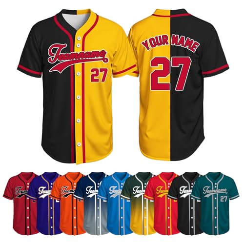 Custom Baseball Jersey - Personalized Stitched/Printed Name, Number & Logo, Button Uniform for Men Women Youth Kids, Fan Sports Shirt