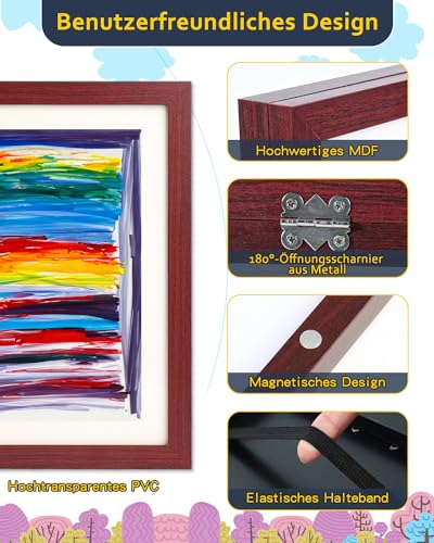 Ciscle Bilderrahmen Kinderzeichnungen, 2 Stück A4 Befüllba Kunstfotorahmen für Kinder, Frontöffnung Bilderrahmen für Kunstwerke… – Ansicht 3