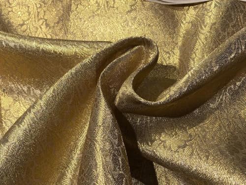 Tissu brocart couleur or jacquard prestigieux pour robe de soirée et défilé BRO1030
