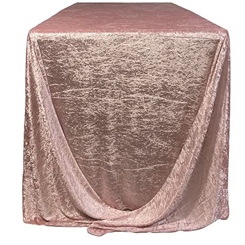 Your Chair Covers - 90 X 156 Inch Rectangular Crushed Velvet Tablecloth For 8 Ft. Rectangular Tables Wedding, Party, Dining, Banquet And Events - Blush #TOP3