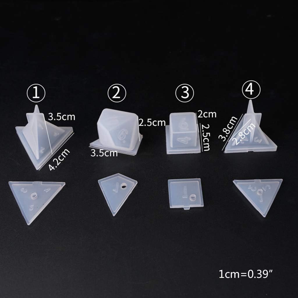 1pc DIY Silicone Resin Casting Molds Crystal Epoxy Mold Dice Fillet Shape Multi-spec Digital Dice Molds Game Silicone Mould