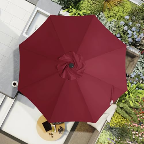 Image of MASTERCANOPY Patio Umbrella 9 ft Replacement Canopy for 8 Ribs-Burgundy Canopy Only