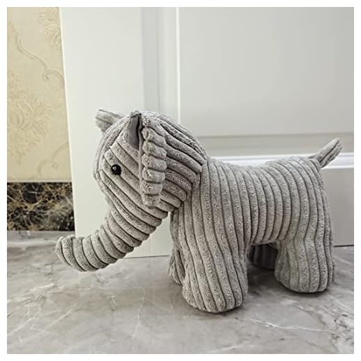 Fabric Animal Interior Door Stopper Gifts for Mom Decorative Doorstops Book Stopper Wall Protectors Anti Collision Grey Elephant