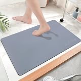 SLEFANCY 珪藻土 バスマット 足拭きマット 速乾 洗える ソフト 吸水 滑り止め 浴室 脱衣所 洗面所 玄関 キッチン 手入れ簡単 収納便利 (60×40×0.5cm, ダークグレー)