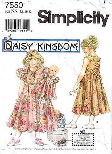 SimplicityPattern #7550 - Daisy Kingdom - Child's Dress and Doll Dress for 17-Inch Doll