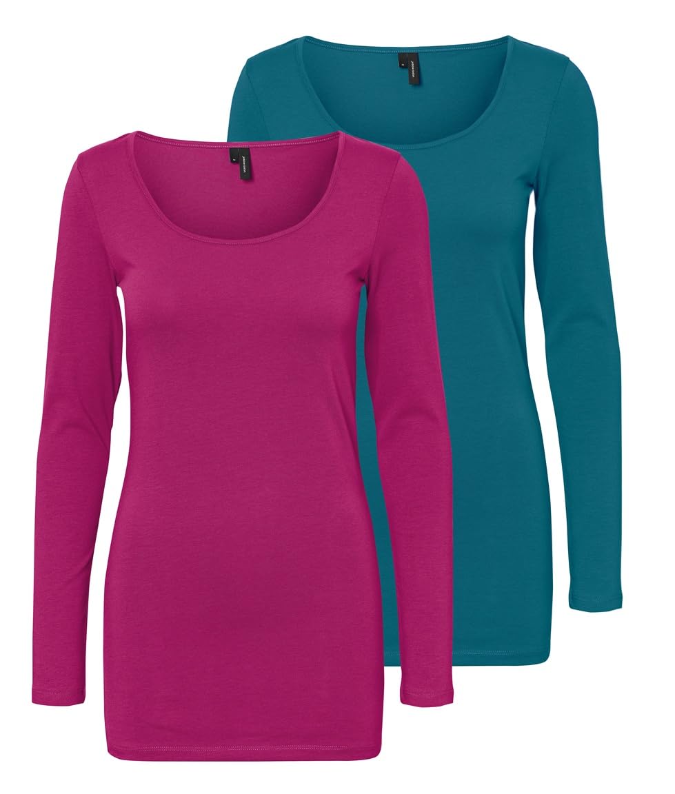 Vero Moda Women's Top, Pack of 2 Vmmaxi T-Shirts, XL