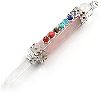 Vista 1 de Péndulo de adivinación para radiestesia, péndulos de cuarzo de cristal rosa, piedra natural, colgante de reiki, péndulos espirituales, 1 unidad