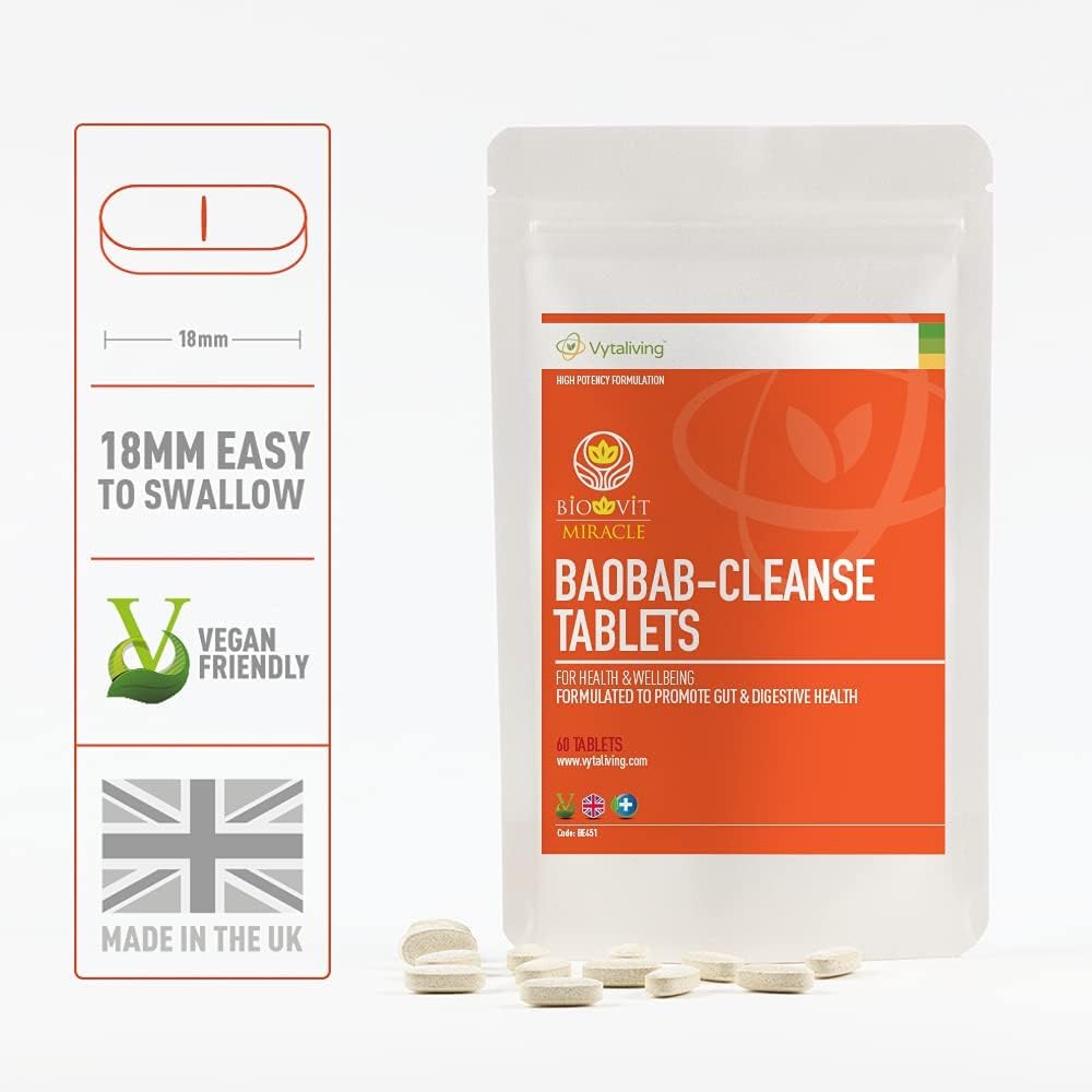 VYTALIVING Baobab Cleanse Tablets - Improves Digestive System & Gut Health Support, with Prebiotic Baobab, Immune Booster - Image 3