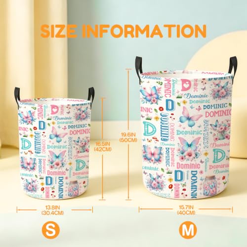 Image of Custom Butterfly Laundry Hamper, Personalized Laundry Basket with Name, Customized Dirty Clothes Basket for Clothes Toy Bathroom Bedroom Storage,S-16.5 inchX 13.8 inch