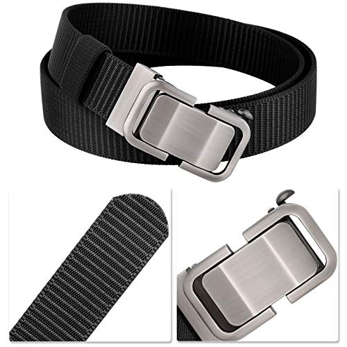 moonsix Men’s Ratchet Belt with Automatic Slide Buckle, No Hole Nylon Webbing Belts Outdoor Golf Belt2