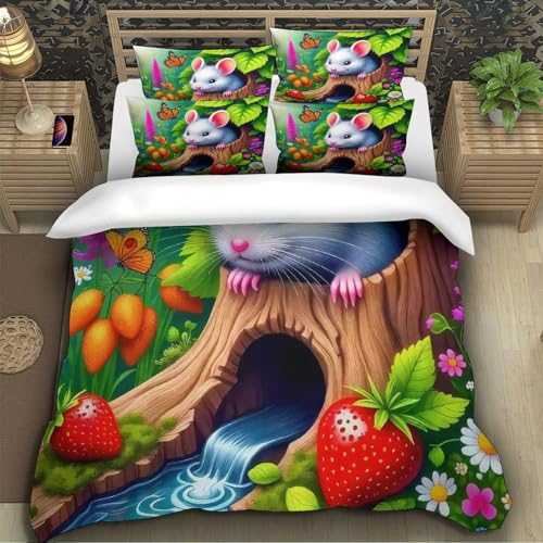 Housse de couette fermeture éclair cachée ensemble literie 200x200 microfibre douce 3D - 4