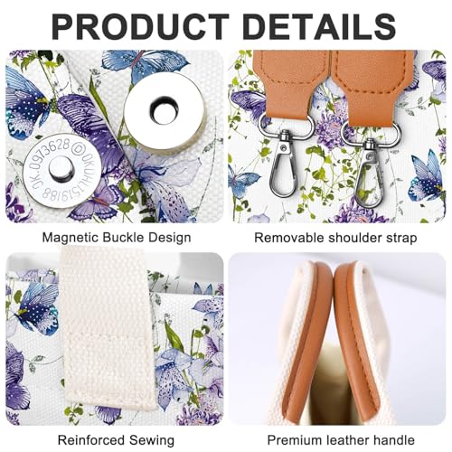 Image of Canvas Tote Bag for Women with Pockets Crossbody Bag Tote Shoulder Handbags Casual Work Bags Everything Tote Bag