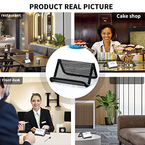 Business Card Holder For Desk, Metal Mesh Business Card Holder,Business Card Holder Display Desk Business Card Stand Business Card Desk Holder, Desk Accessories For Women And Men （2 Pack, Black） #TOP4