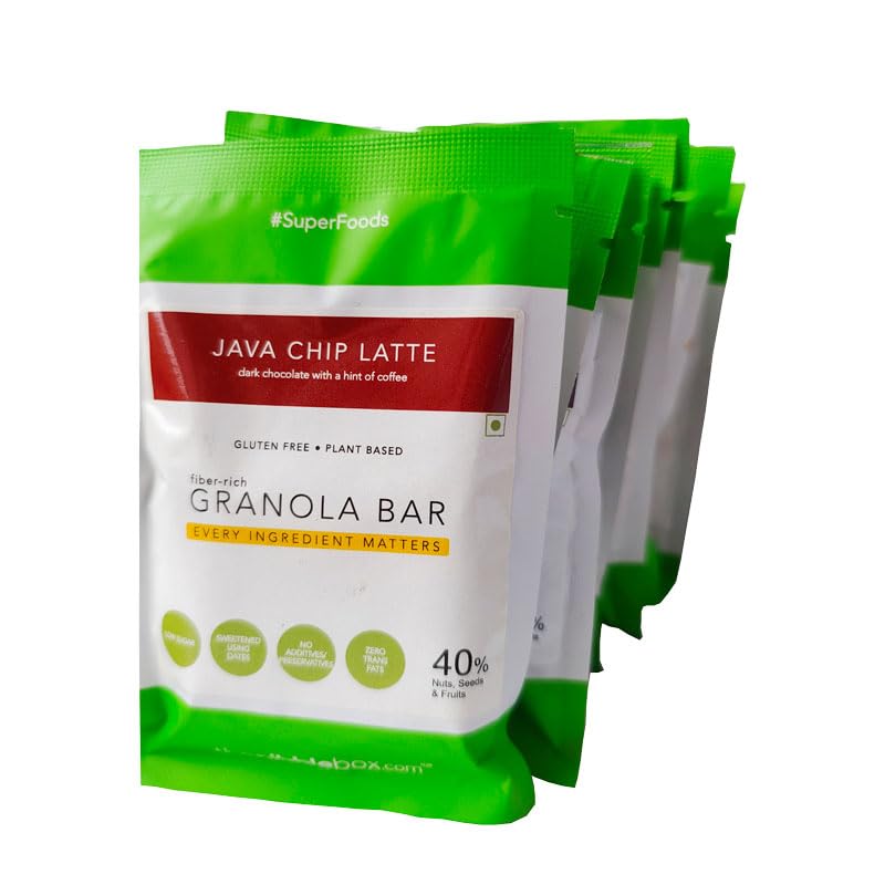 thenibblebox Java Chip Latte Fruit and Nut Breakfast Granola Bar, 40g [with 37% Dry Fruits, Gluten Free, Vegan Friendly, no Refined Sugar, no Artificial Flavours] (Pack of 8)-image-12