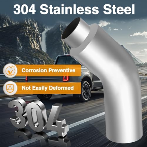 Image of 4 Inch Diesel Exhaust Elbow Tip 304 Stainless Steel Polished Exhaust Pipe Elbow 4 inchInlet to 6 inch Outlet 23 inch Overall Long Side Exit Exhaust Tip Compatible with Pickup Truck