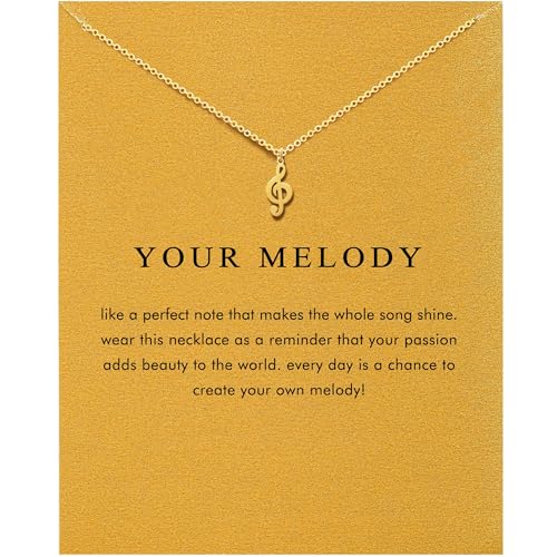 OBSUN Music Gifts for Women Music Note Necklace Gold Treble Clef Necklace Gifts for Music Lovers (Music Note)