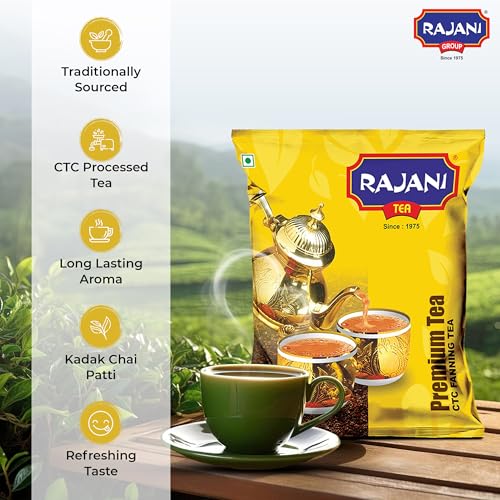 Image of RAJANI Premium Fanning Tea Powder (1Kg), Pure Assam CTC Process Kadak Chai Patti | Rich Flavoured Premium Black Tea Powder with Strong & Refreshing Aroma