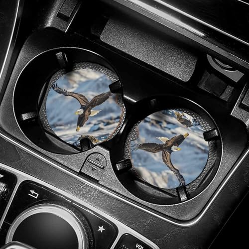 Portavasos para auto juego 2 piezas diseño de águila miniatura 1
