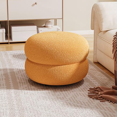 Tabouret ottoman rond en boucle pour coin coiffeuse de chambre et assise de salon cosy