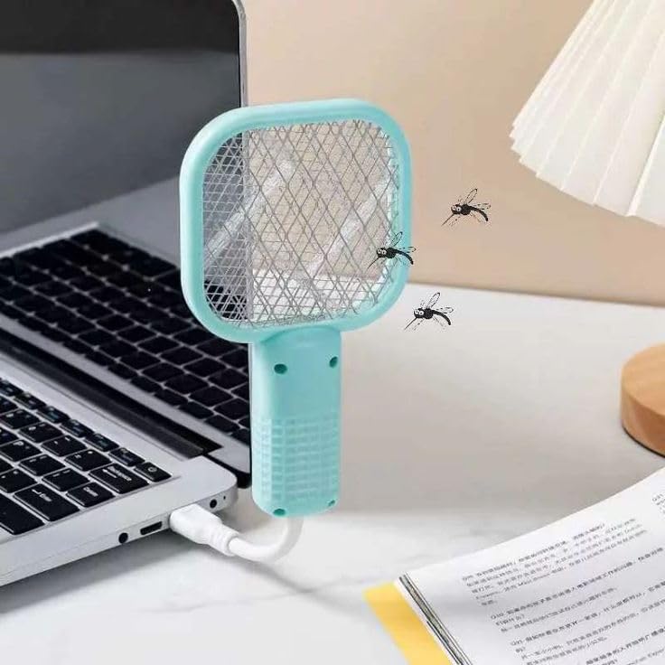 Mini Mosquito Killer Bat Rechargeable with USB Charging | 2-in-1 Electric Fly Swatter & Bug Zapper Lamp | Portable Insect Killer Racket for Home Indoor Outdoor Use-image-20