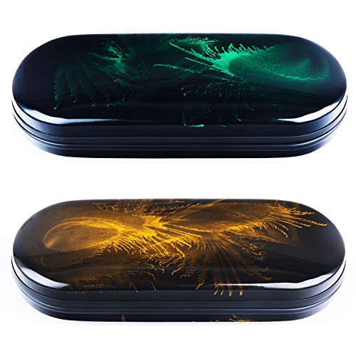 Vemiss Hard Shell Eyeglasses Case Lightweight Portable Case for Women,Men, 2 Pack (Green, Yellow), M