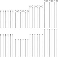 Vista 1 de PH PandaHall 560pcs 8 Styles 304 Stainless Steel Eye Pins 30mm 40mm 50mm Head Pins 22 Gauge Ball Head Pin Findings Open Eye Pin for Earring Bracelet